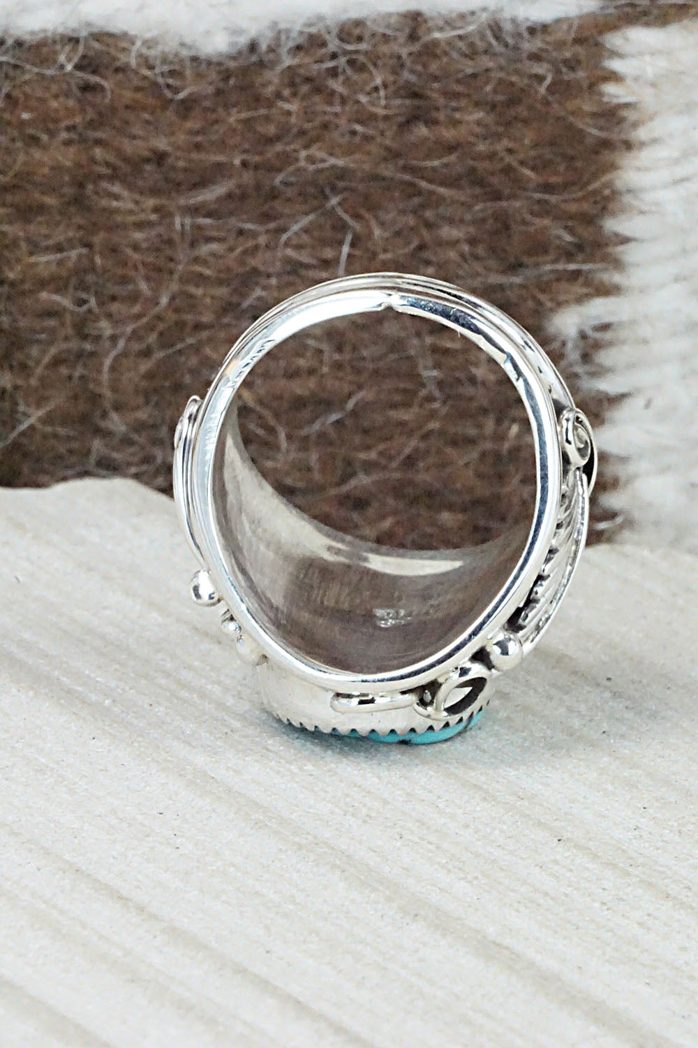 Turquoise & Sterling Silver Ring - Jeannette Saunders - Size 11.5