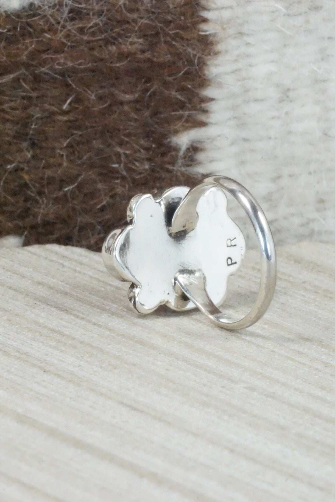 Spiny Oyster & Sterling Silver Ring - Priscilla Reeder - Size 8.25