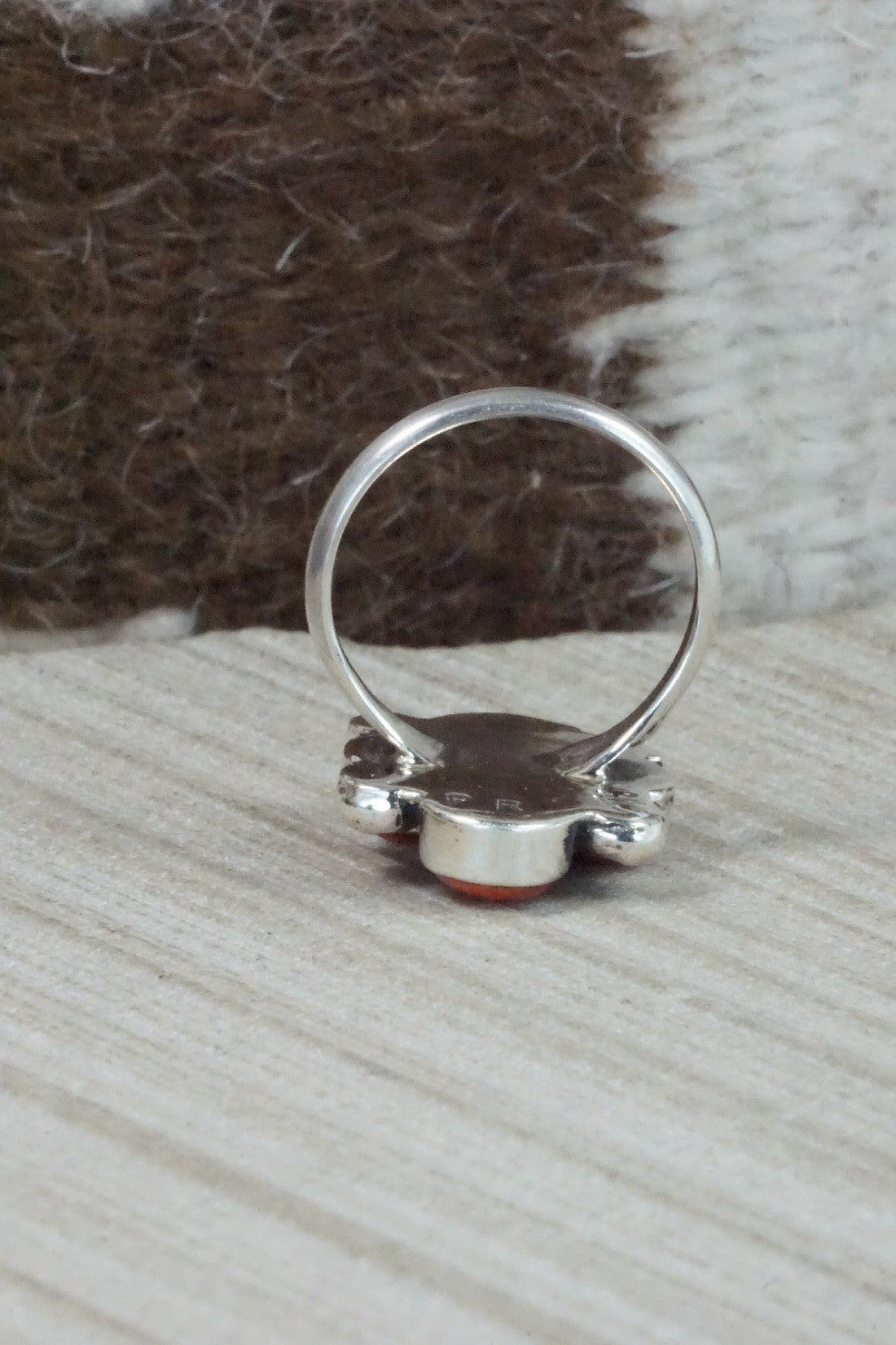 Spiny Oyster & Sterling Silver Ring - Priscilla Reeder - Size 8.25