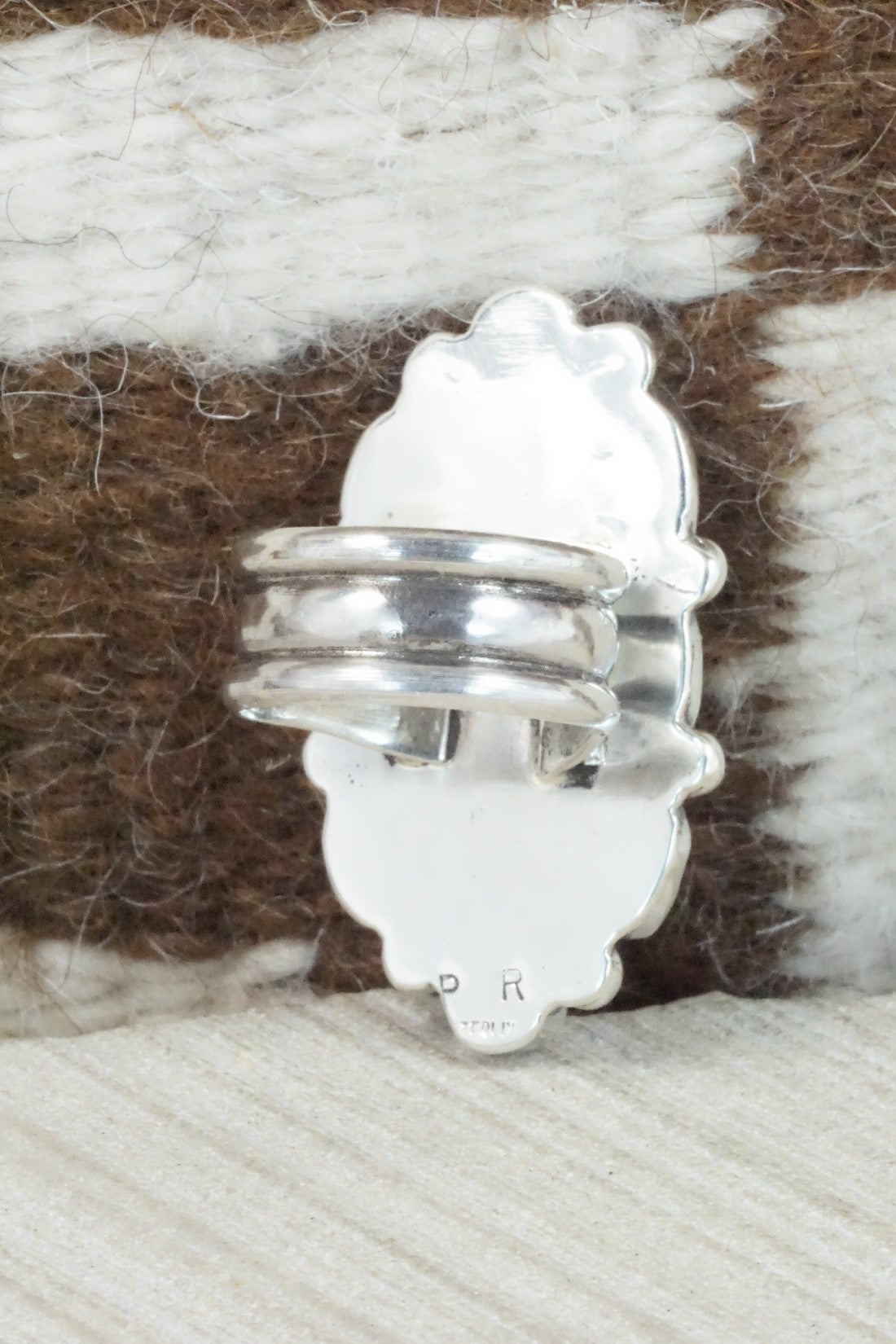 Coral & Sterling Silver Ring - Priscilla Reeder - Size 7.75