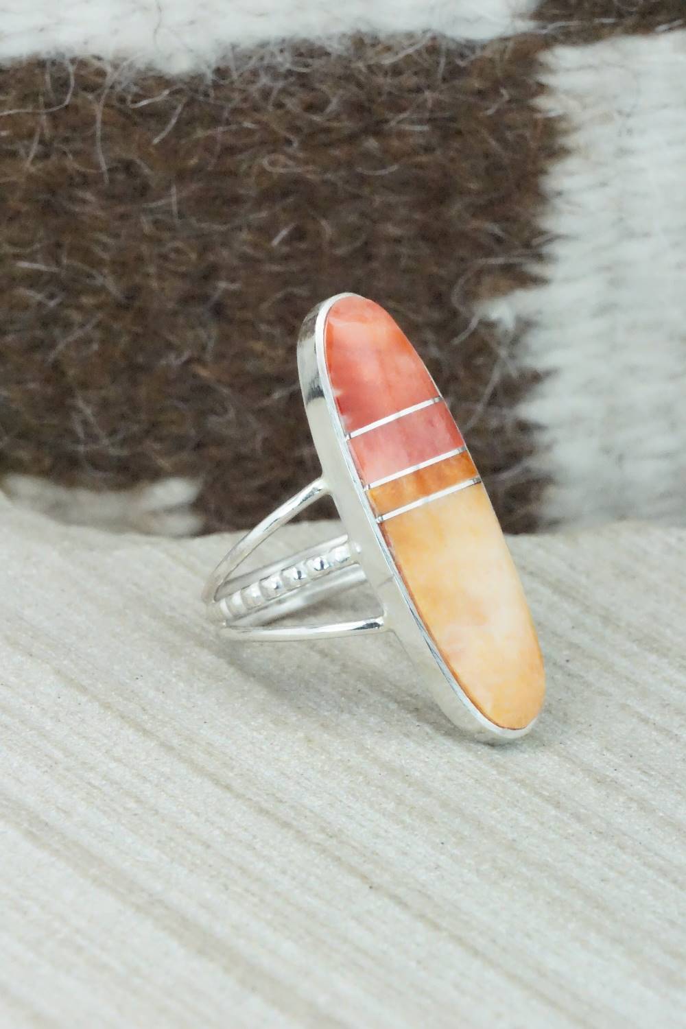 Spiny Oyster & Sterling Silver Ring - Harold Smith - Size 8.5