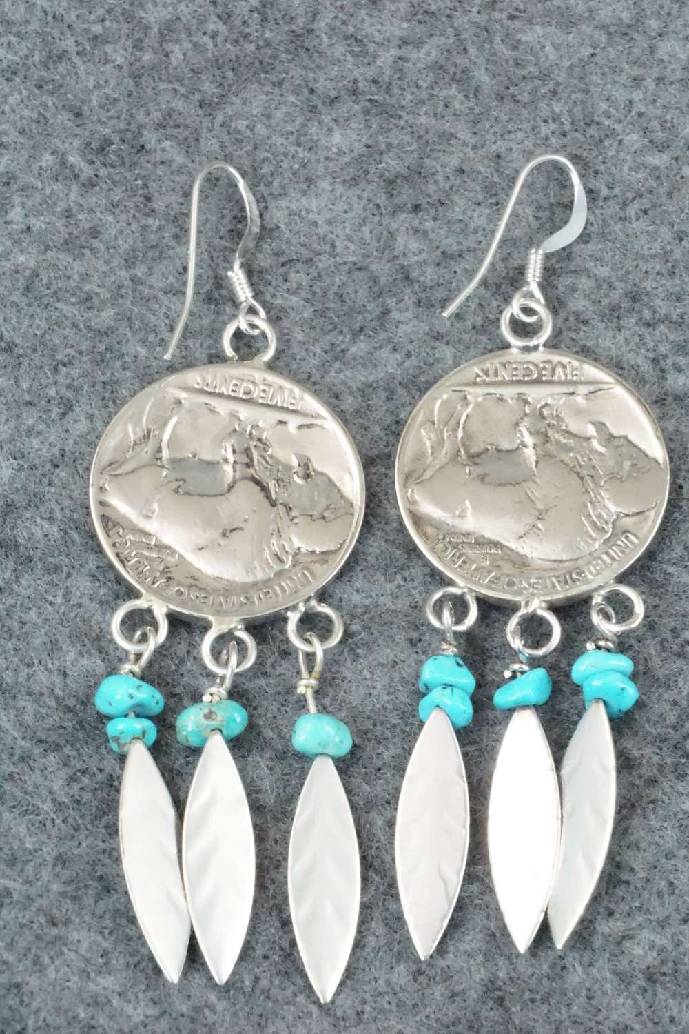 Turquoise and Sterling Silver Earrings - Navajo
