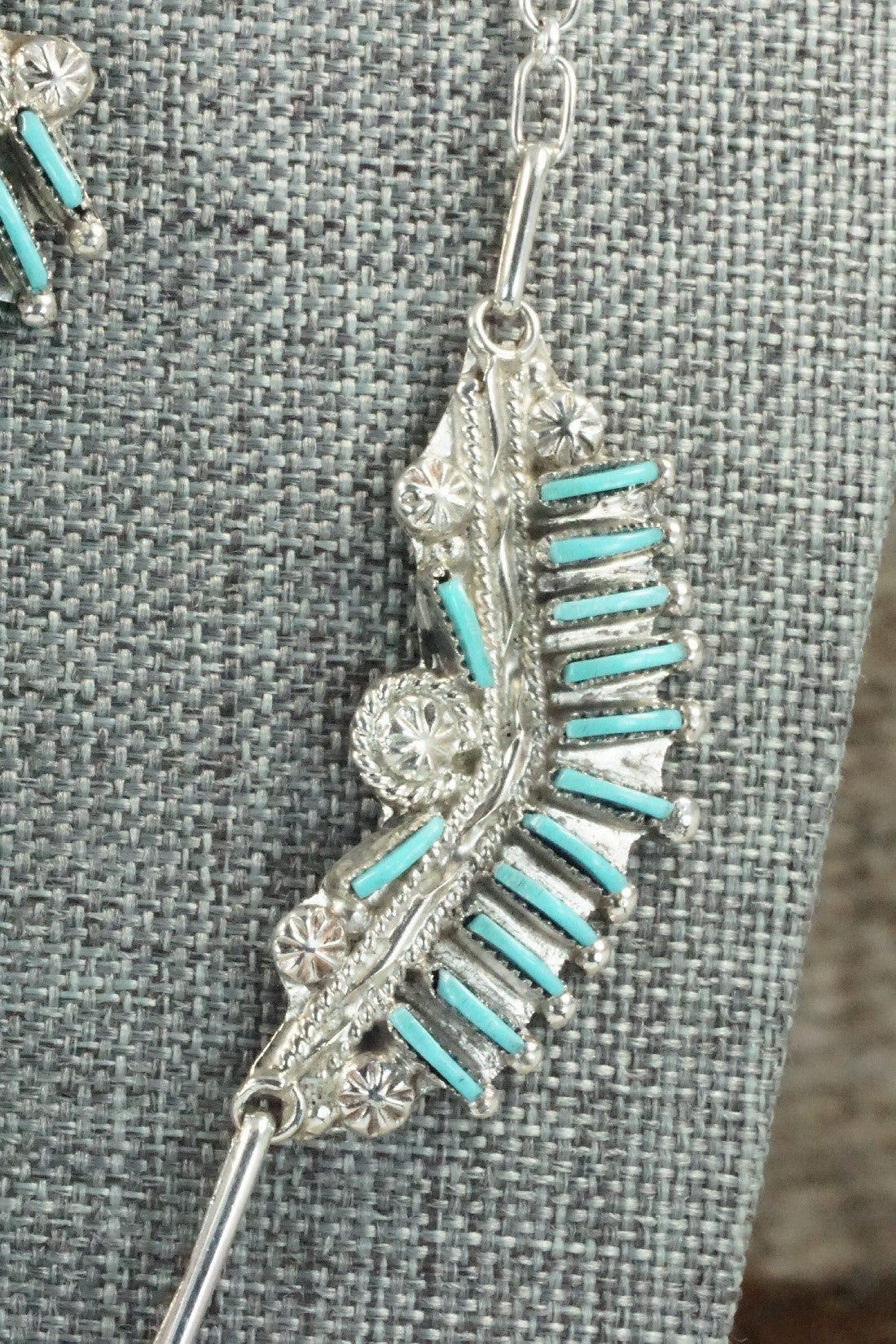 Turquoise & Sterling Silver Necklace and Earrings Set - Bernadette Wyaco