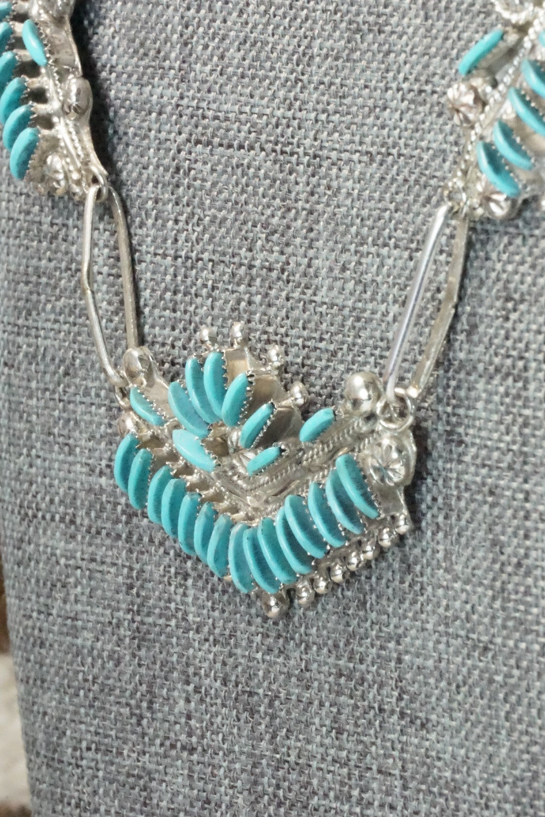 Turquoise & Sterling Silver Necklace and Earrings Set - Bernadette Wyaco