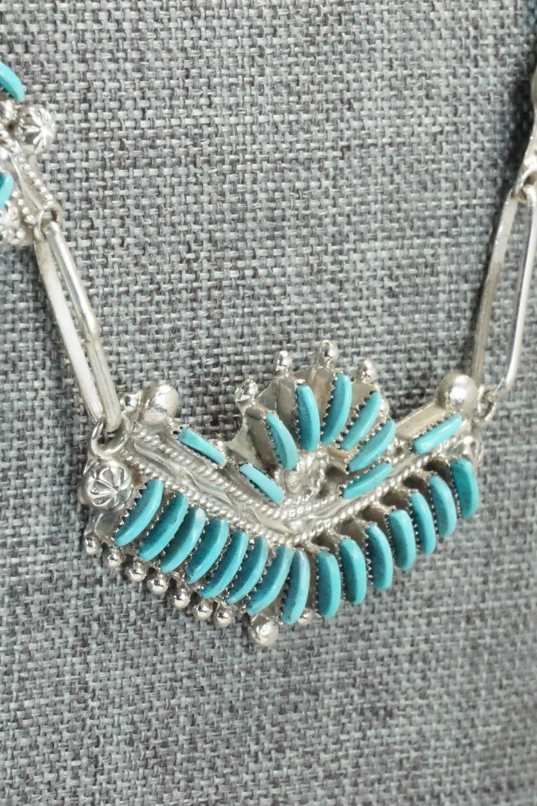 Turquoise & Sterling Silver Necklace and Earrings Set - Bernadette Wyaco