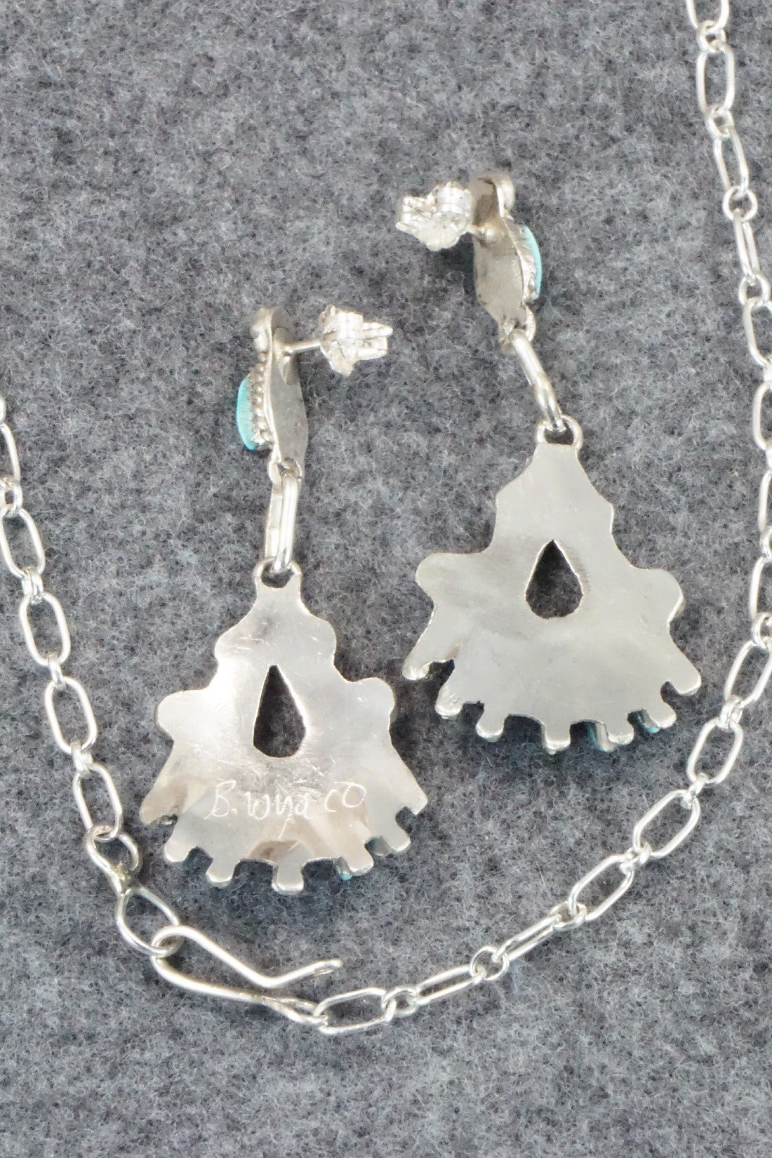 Turquoise & Sterling Silver Necklace and Earrings Set - Bernadette Wyaco