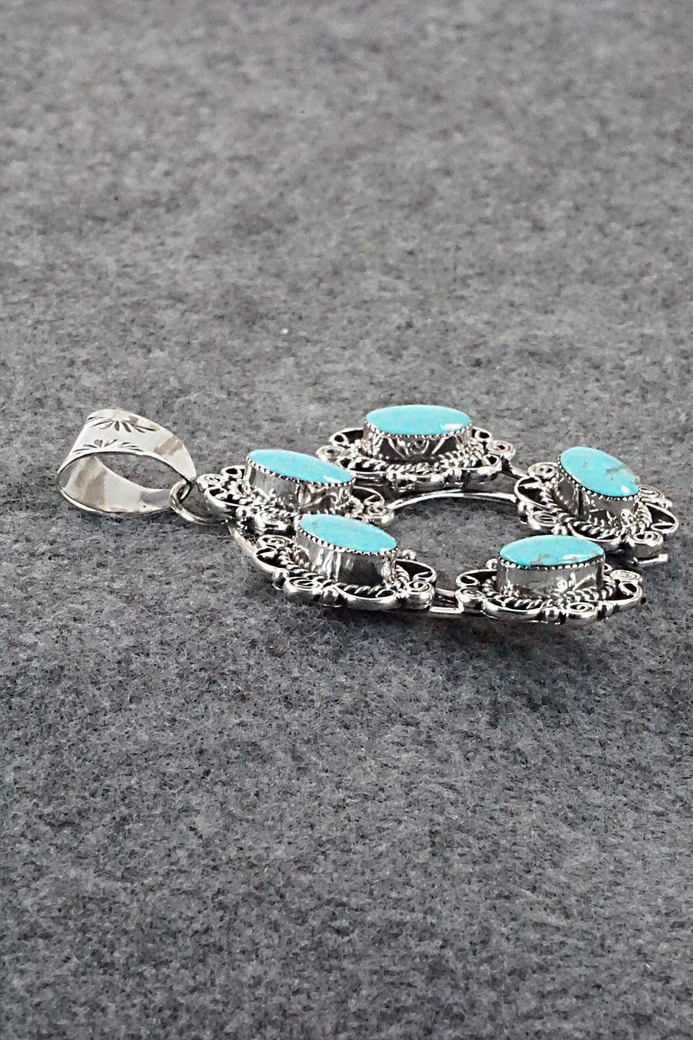 Turquoise and Sterling Silver Naja Pendant - Calvin Belin