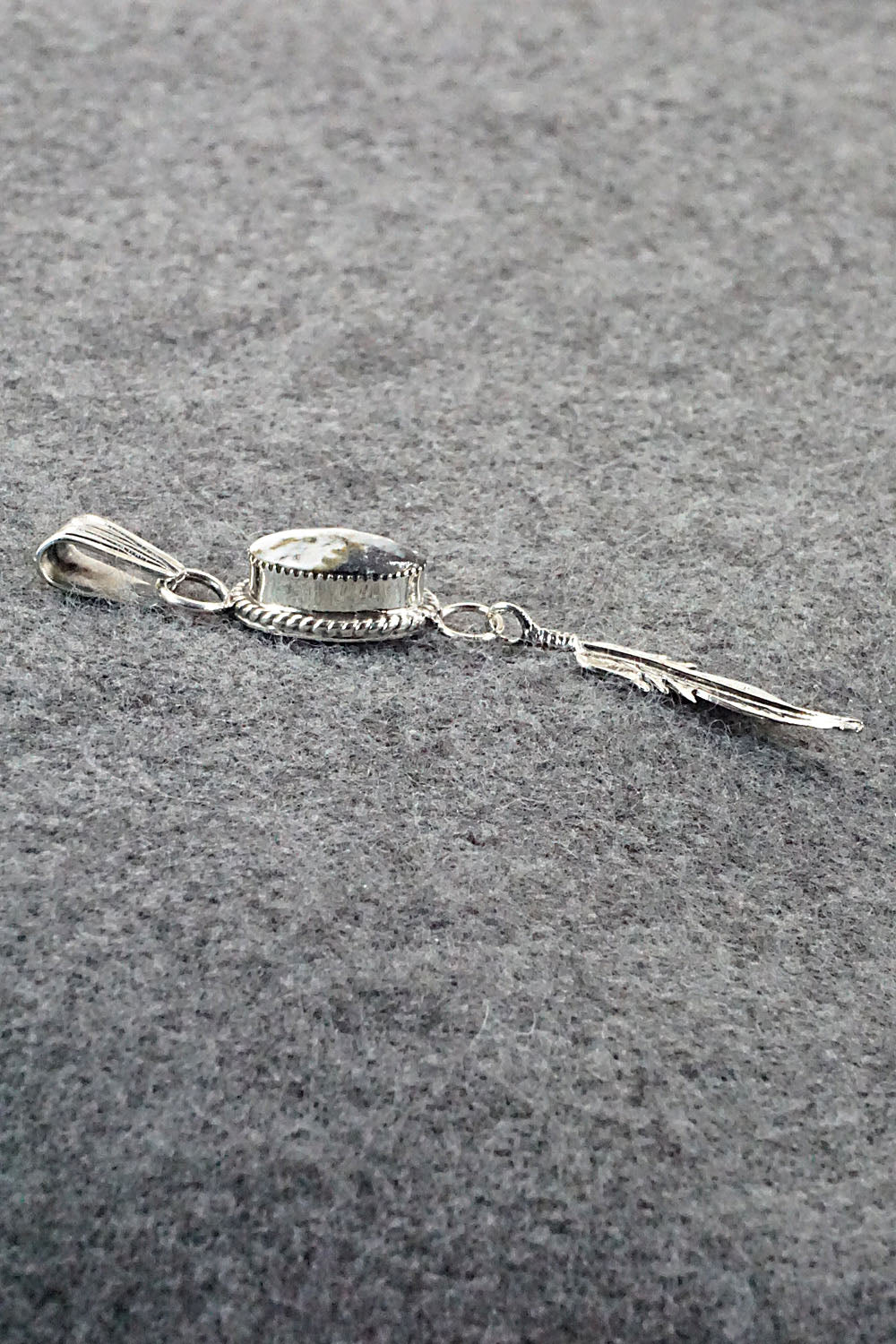 White Buffalo & Sterling Silver Pendant - Gregg Yazzie