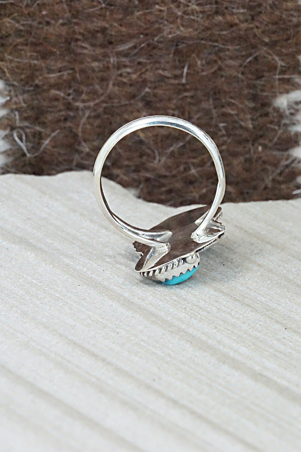 Turquoise & Sterling Silver Ring - William Begay - Size 6.75