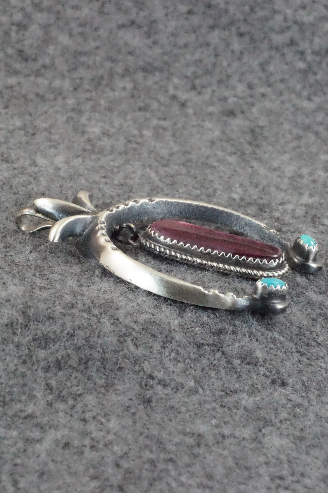 Spiny Oyster, Turquoise and Sterling Silver Pendant - Martha Cayatineto