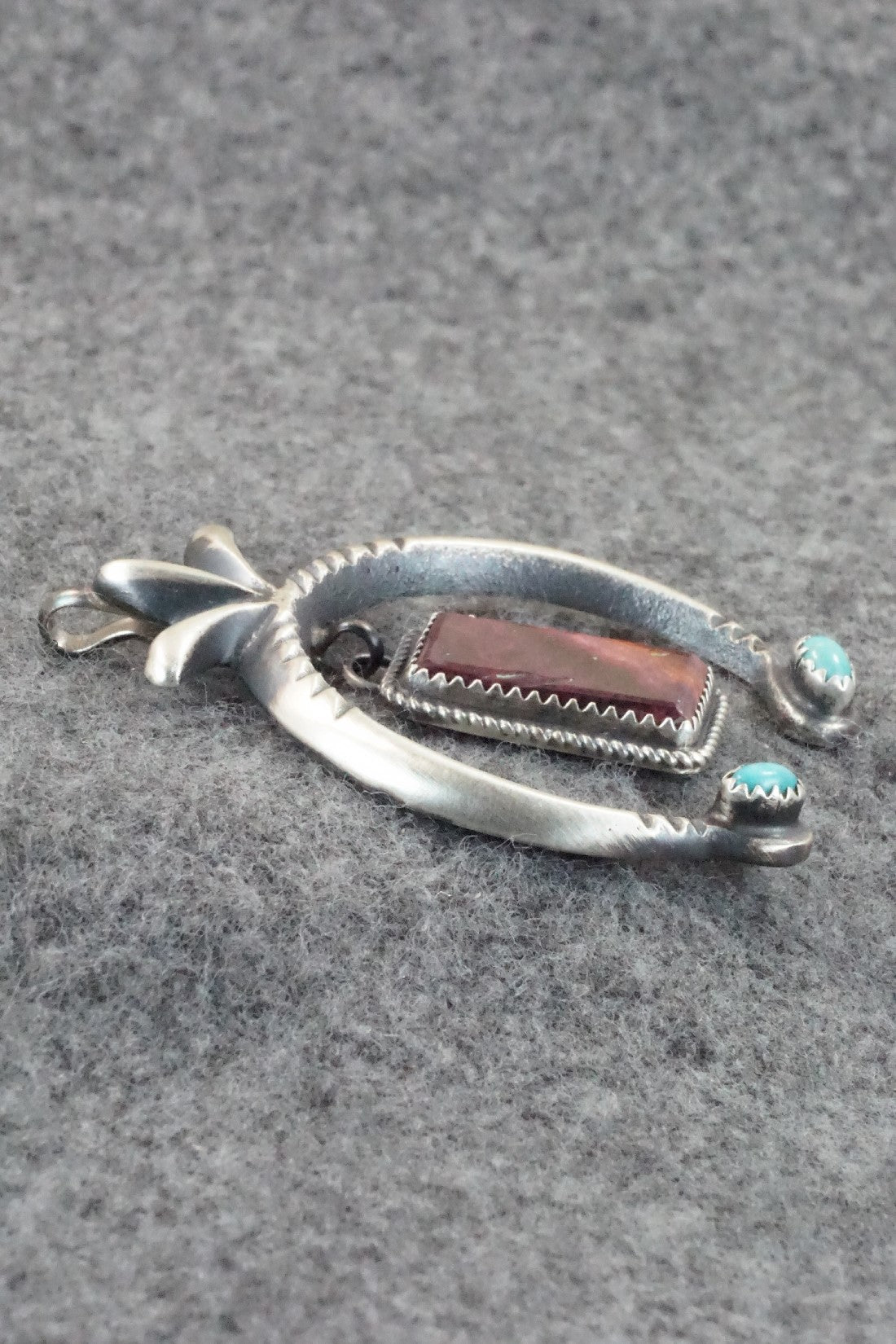 Spiny Oyster, Turquoise and Sterling Silver Pendant - Martha Cayatineto