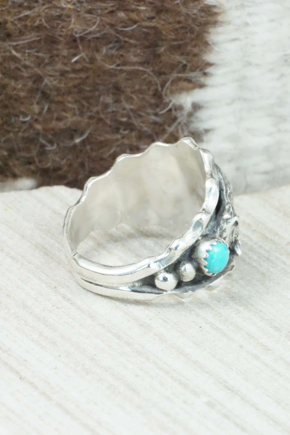 Turquoise & Sterling Silver Ring - Genevieve Francisco - Size 13