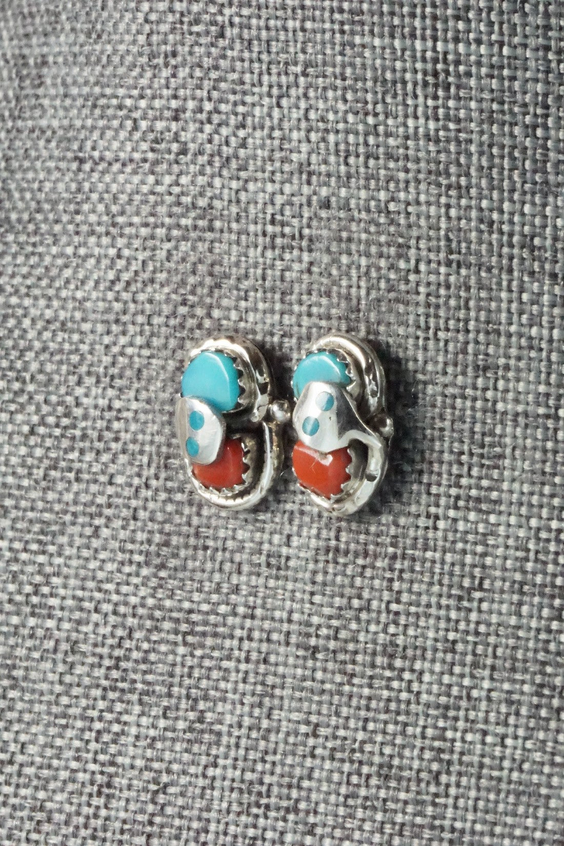 Turquoise, Coral & Sterling Silver Earrings - Joy Calavaza