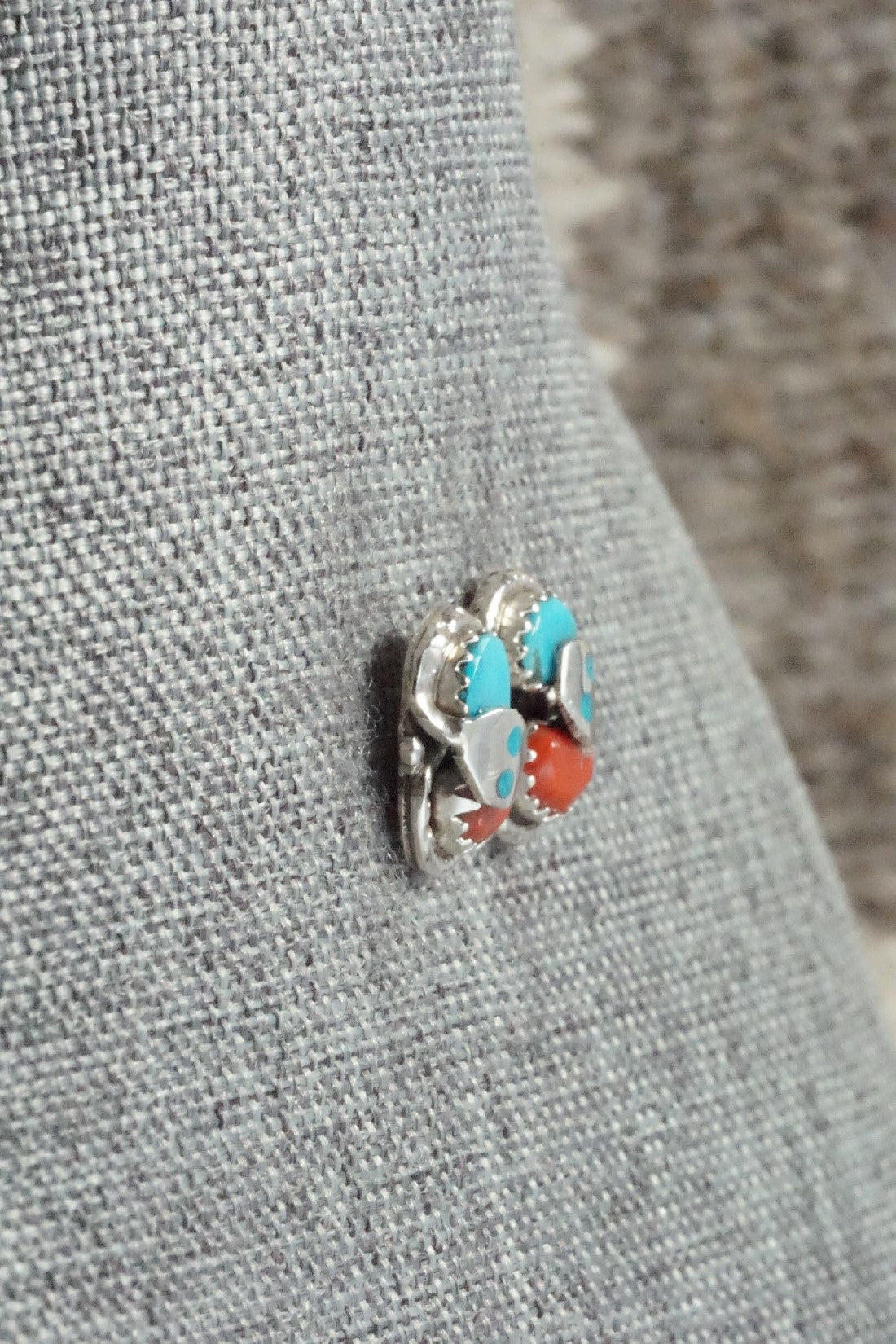 Turquoise, Coral & Sterling Silver Earrings - Joy Calavaza