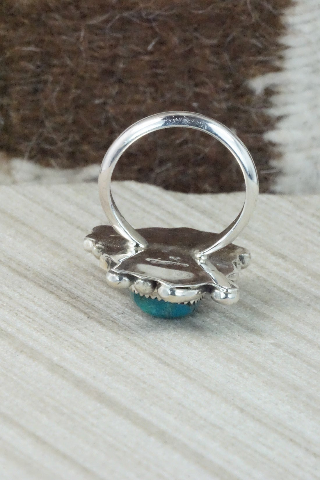 Turquoise & Sterling Silver Ring - Donavan Nez - Size 8.75
