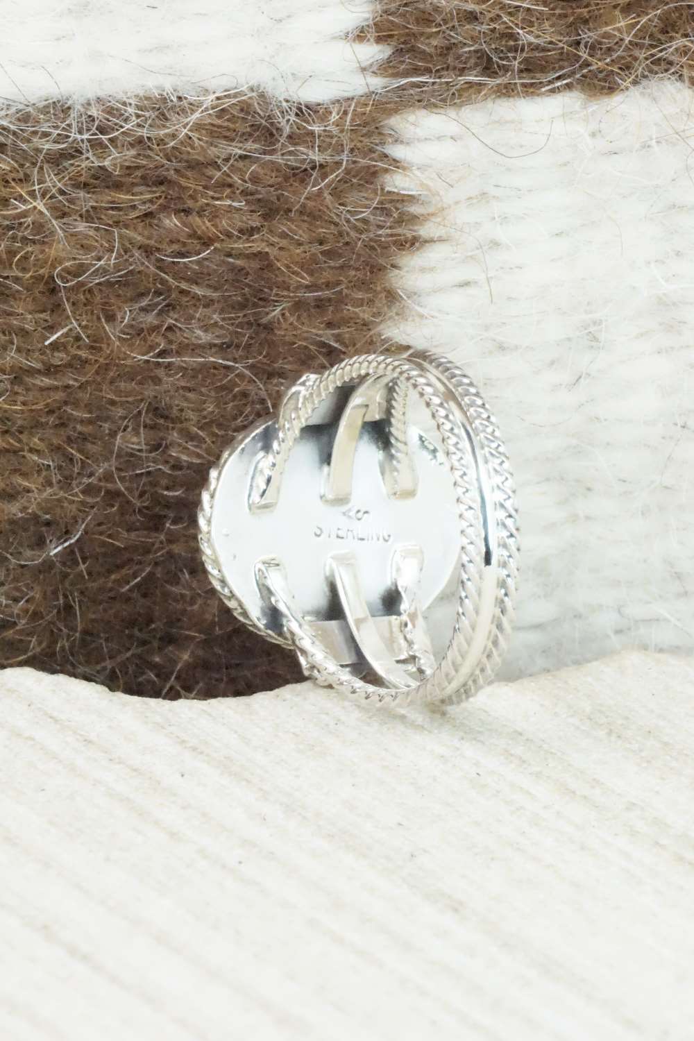 Turquoise & Sterling Silver Ring - Samuel Yellowhair - Size 8.25