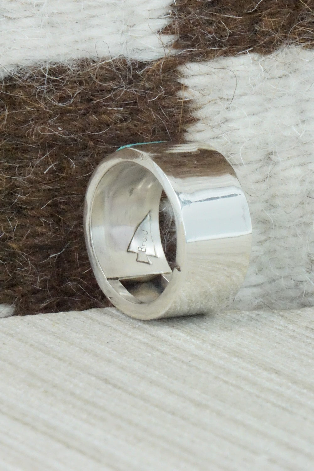 Turquoise & Sterling Silver Inlay Ring - Bruce Johnson - Size 10