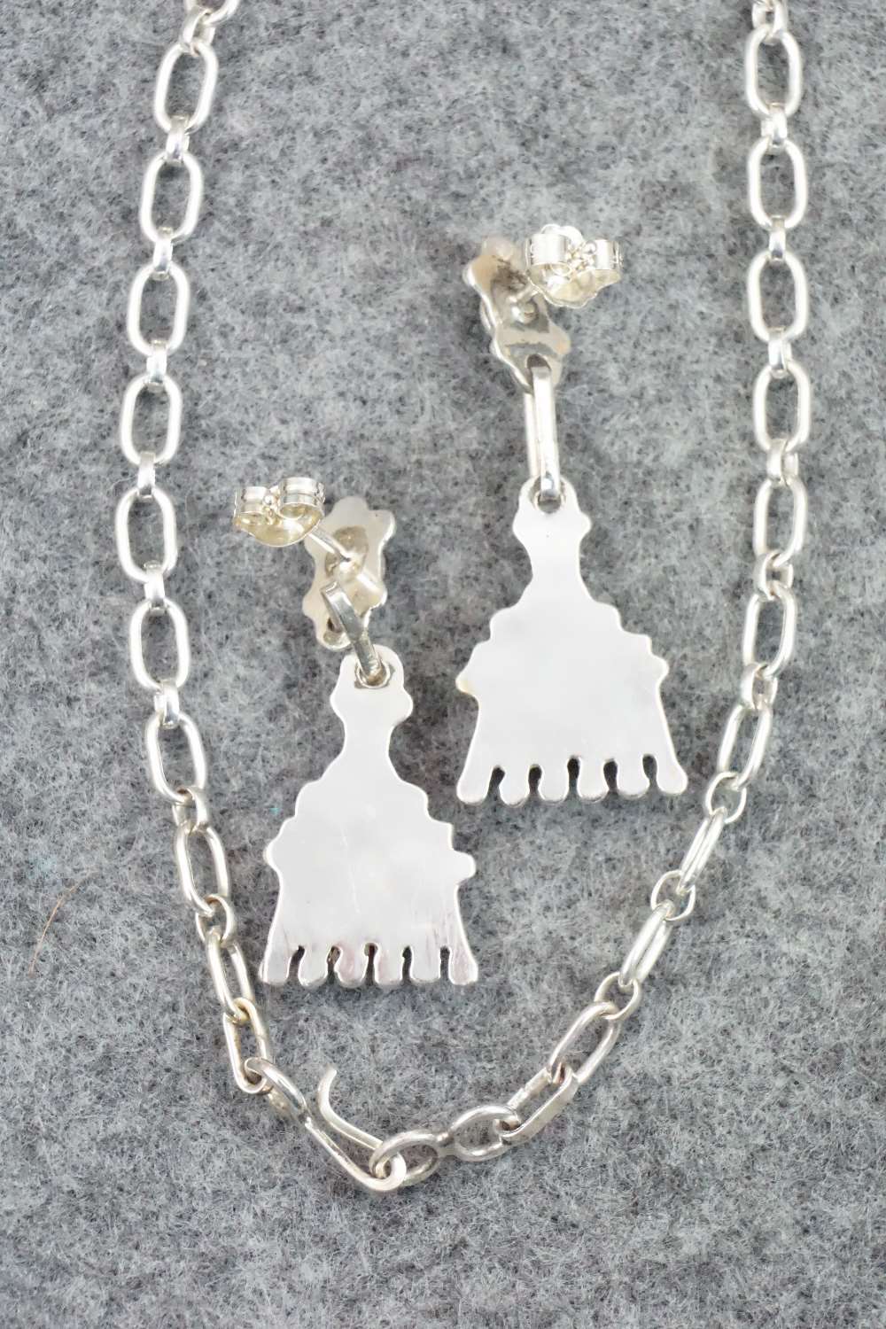 Turquoise & Sterling Silver Necklace and Earrings Set - Connie Wyaco