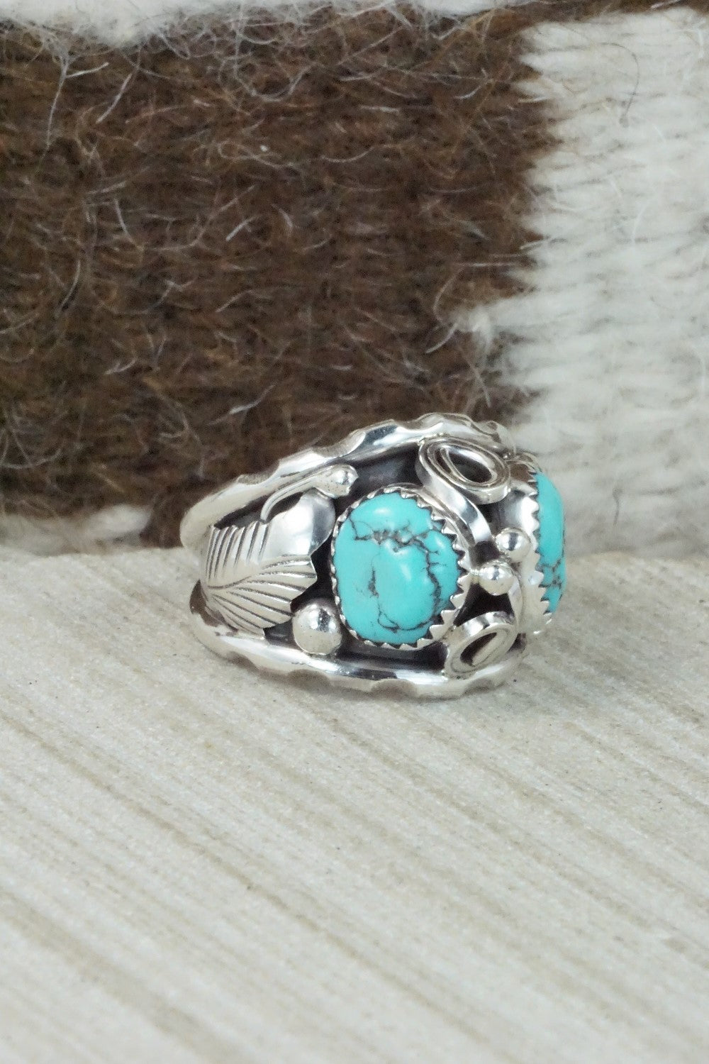Turquoise & Sterling Silver Ring - Max Calladitto - Size 10