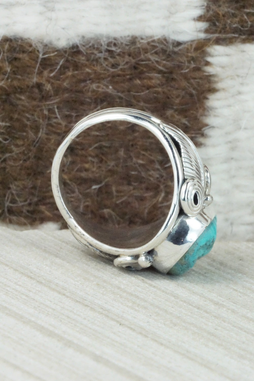 Turquoise & Sterling Silver Ring - Darrell Morgan - Size 12