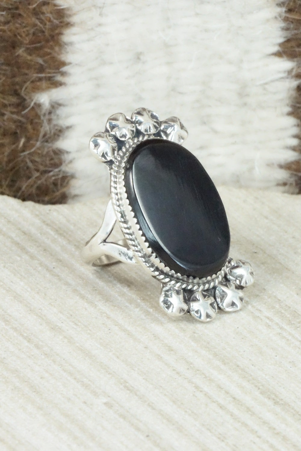 Onyx & Sterling Silver Ring - Selina Warner - Size 5.75