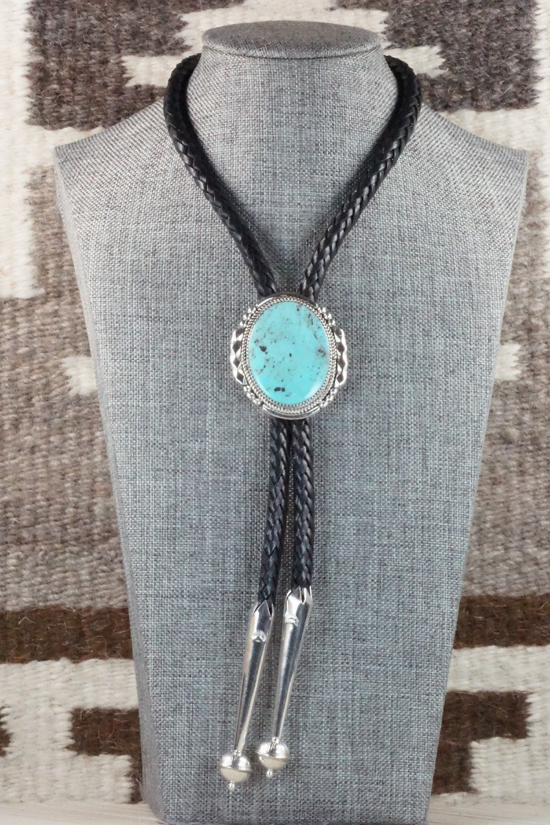 Turquoise & Sterling Silver Bolo Tie - Kenny Calavaza