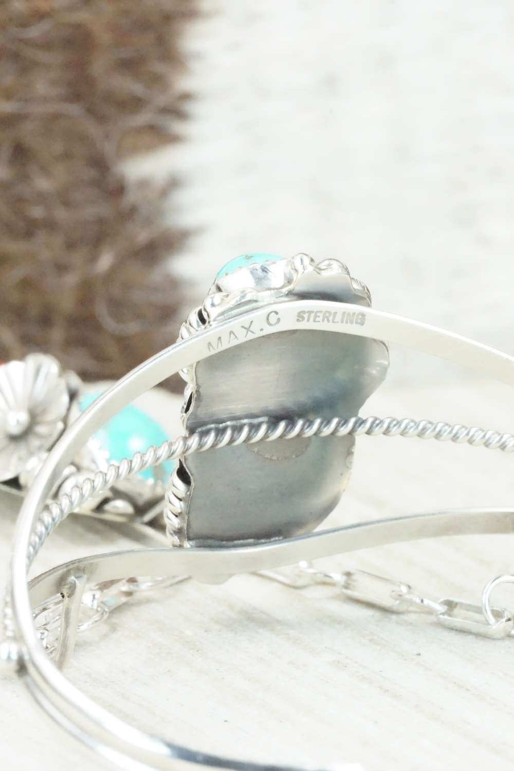 Turquoise & Coral Bracelet and Ring - Max Calladitto - Size 7.5