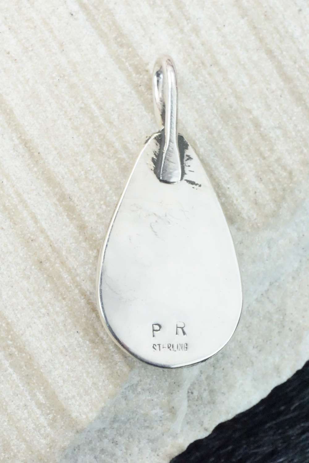 Turquoise, Coral & Sterling Silver Pendant - Priscilla Reeder