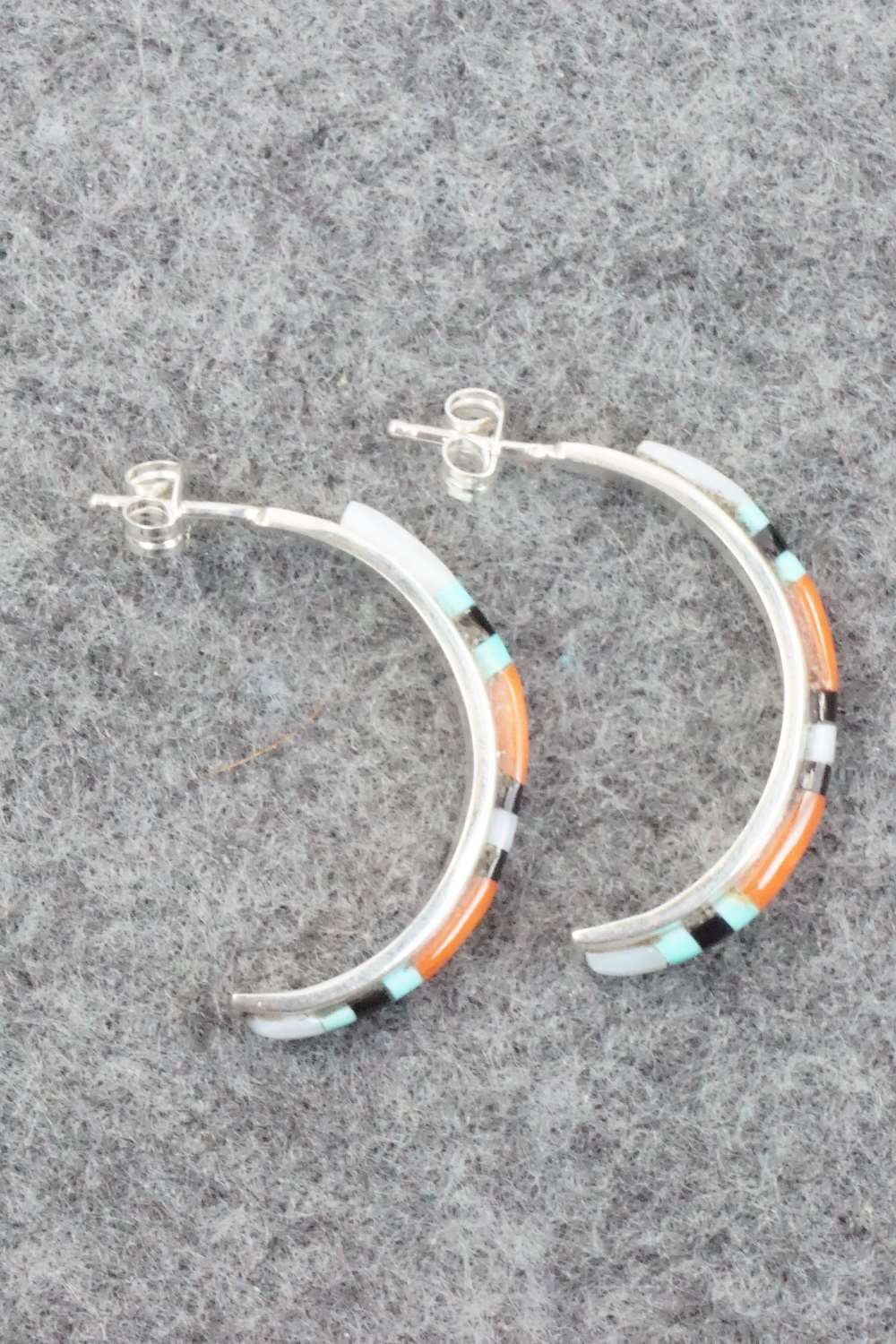 Multi Stone & Sterling Silver Inlay Earrings - Jeanette Chavez