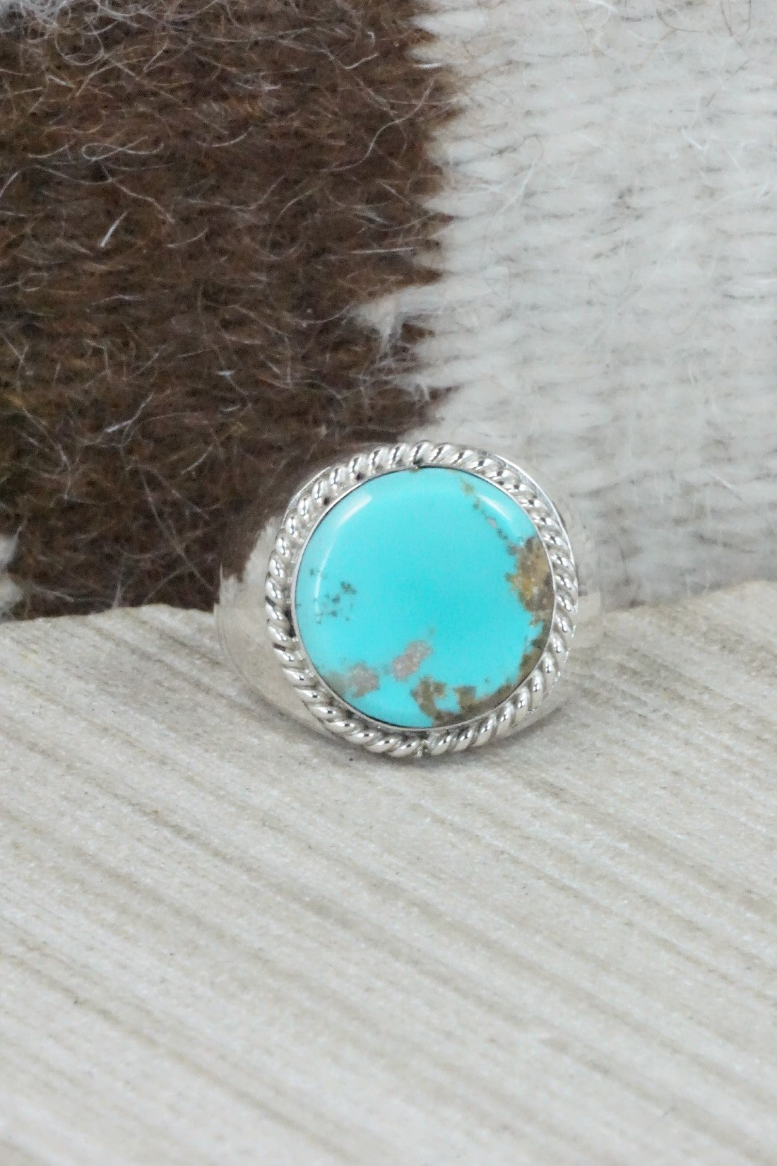Turquoise & Sterling Silver Ring - Arlen Quetawki Jr. - Size 10