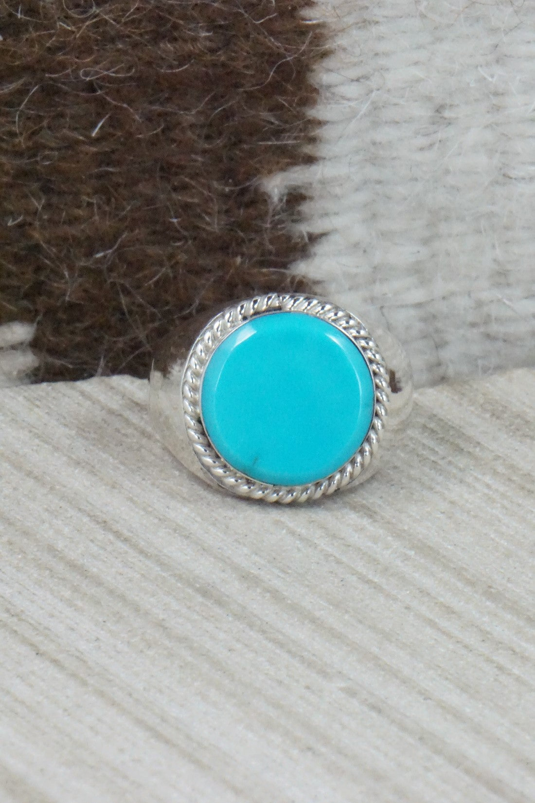 Turquoise & Sterling Silver Ring - Arlen Quetawki Jr. - Size 11