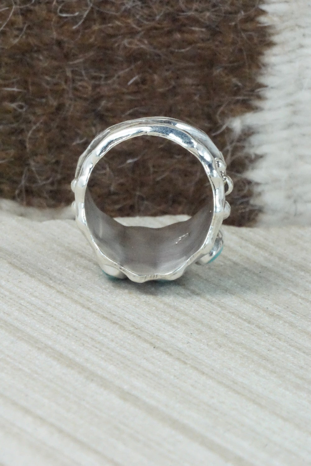 Turquoise & Sterling Silver Ring - Andrew Vandever - Size 8.5