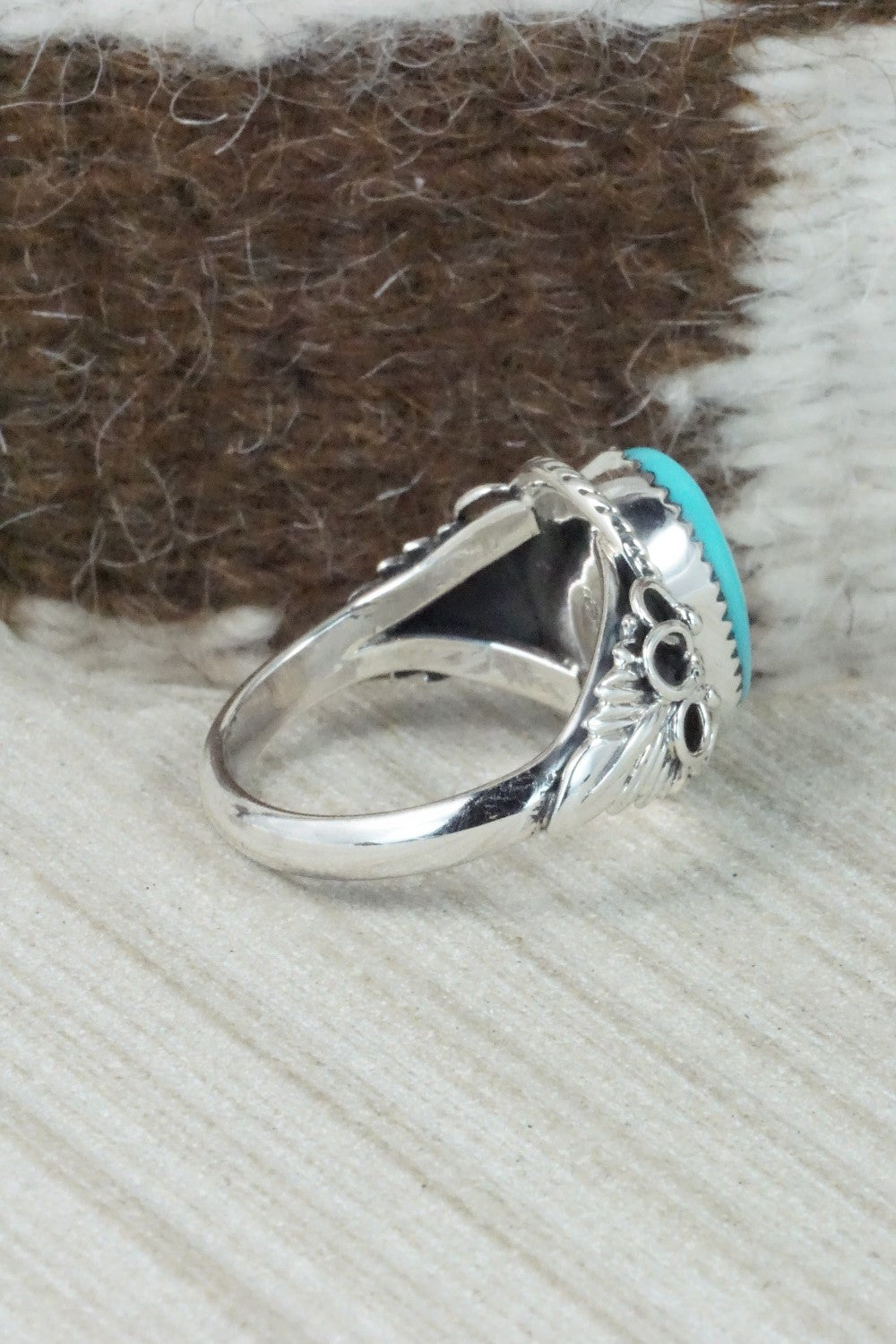 Turquoise and Sterling Silver Ring - Jeanette Saunders - Size 12.75
