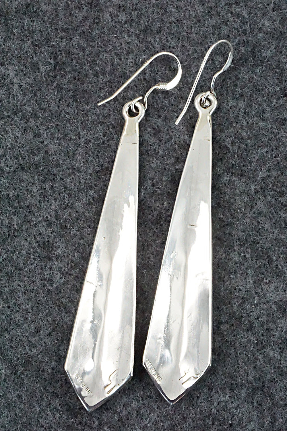 Turquoise & Coral Chip Inlay Sterling Silver Earrings - Jolene Yazzie