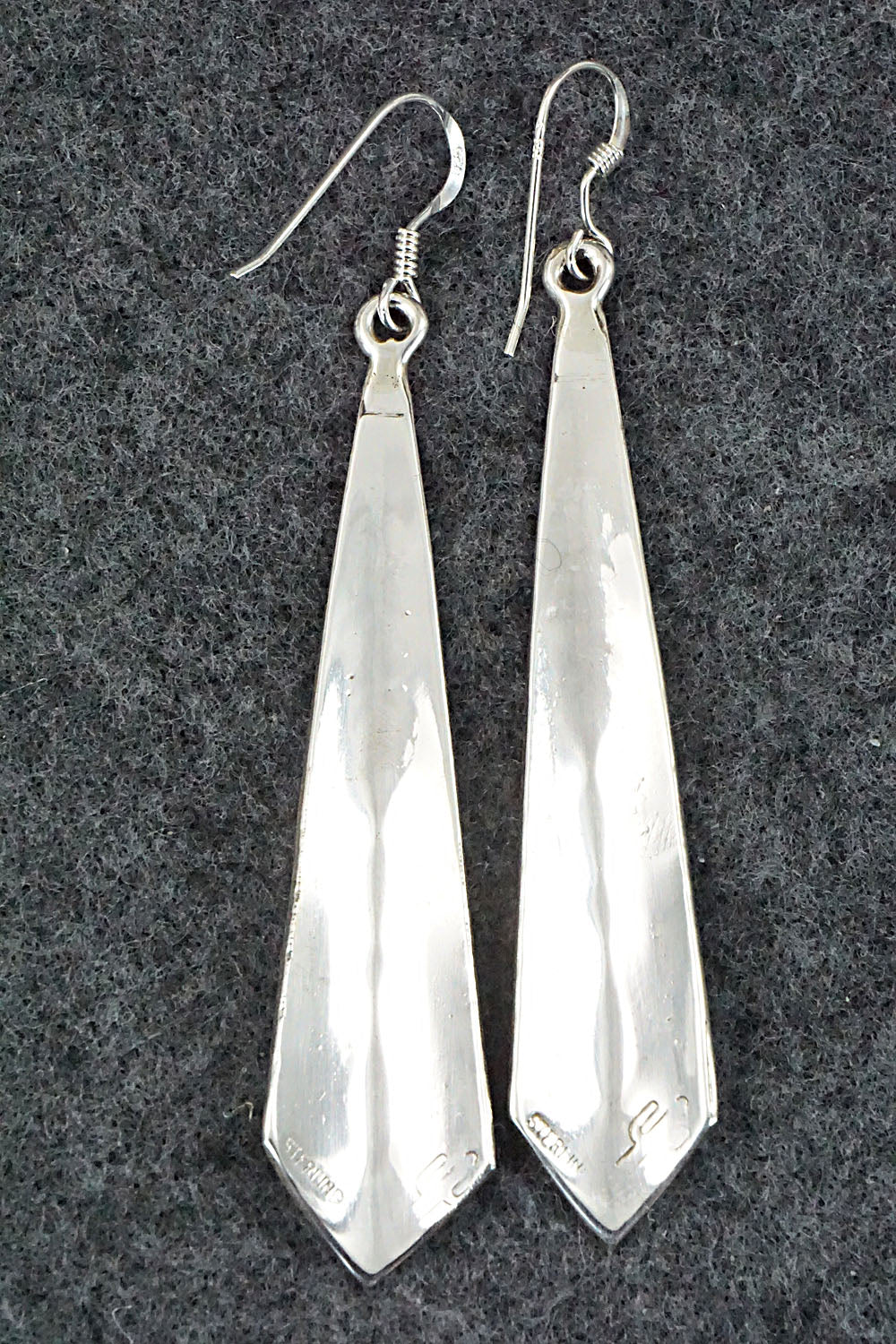 Turquoise & Coral Chip Inlay Sterling Silver Earrings - Jolene Yazzie