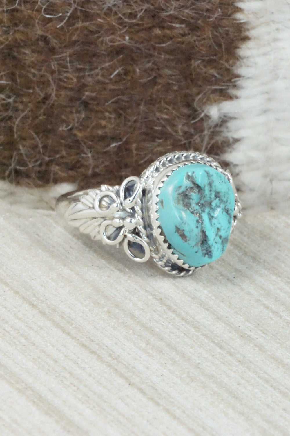 Turquoise and Sterling Silver Ring - Jeanette Saunders - Size 14