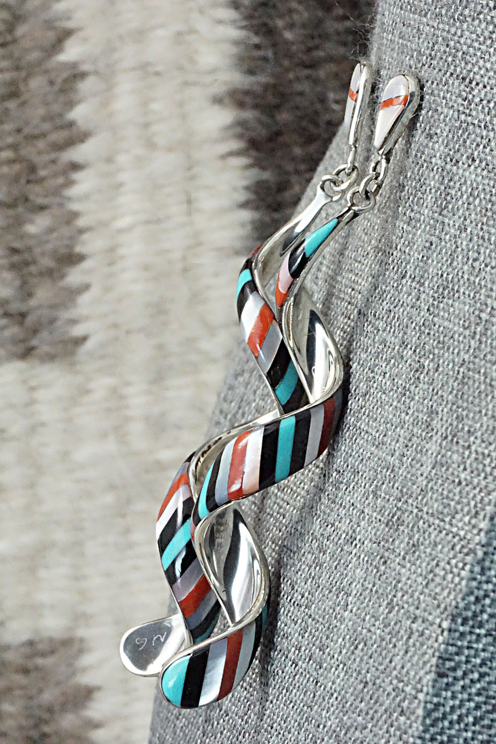 Multi Stone & Sterling Silver Inlay Earrings - Idella Edaakie