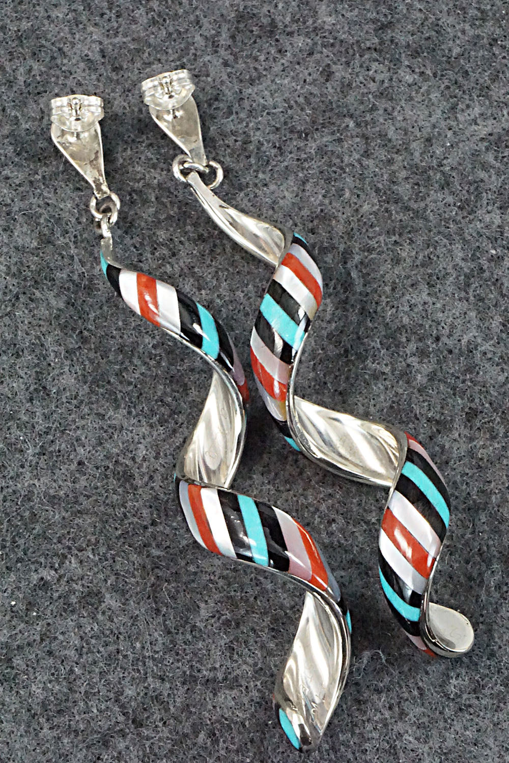 Multi Stone & Sterling Silver Inlay Earrings - Idella Edaakie