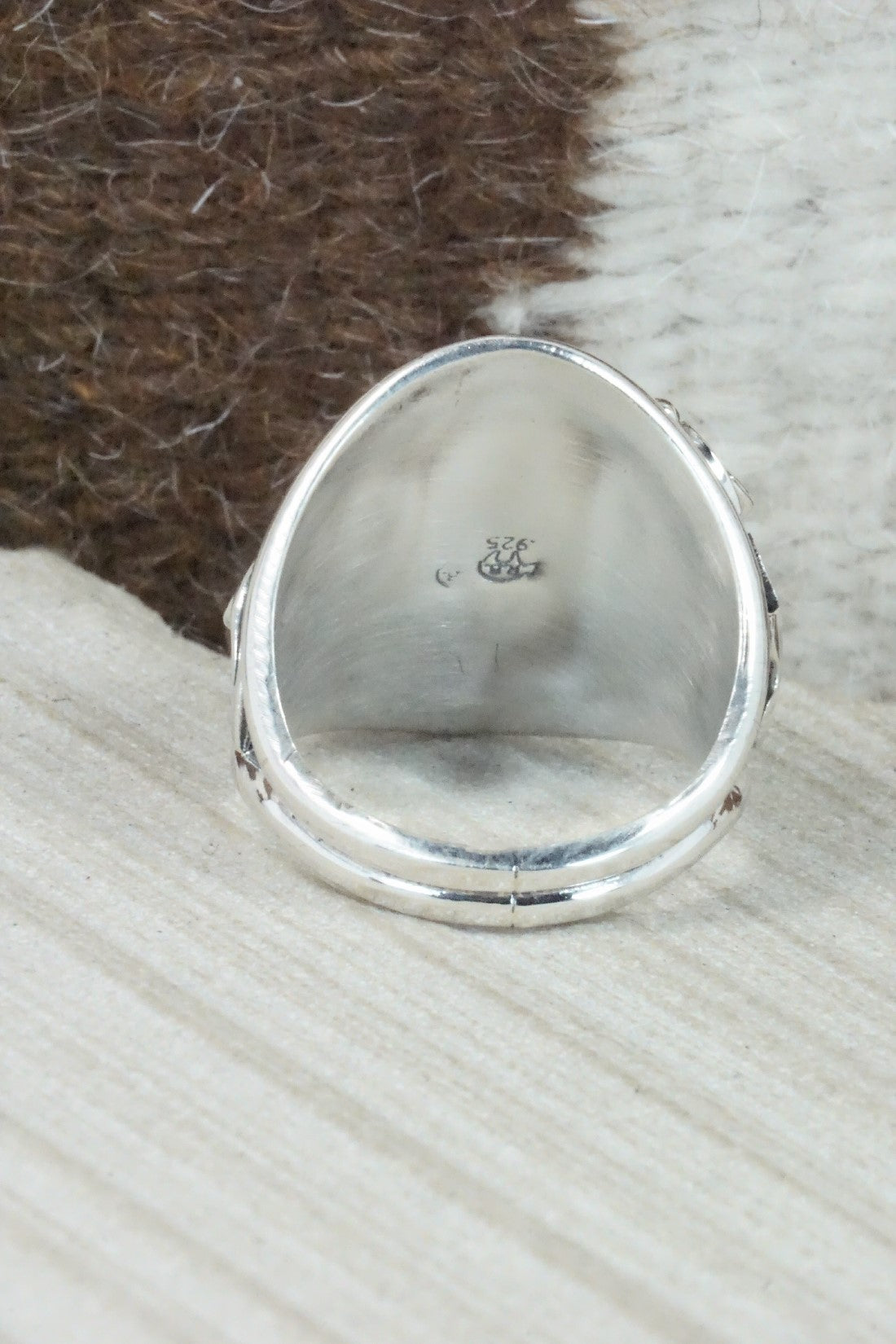 Turquoise & Sterling Silver Ring - Jeannette Saunders - Size 13.5