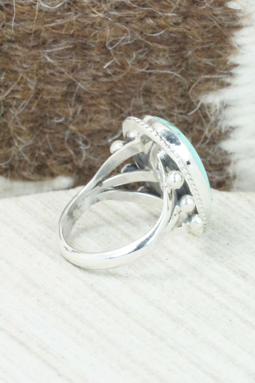 Turquoise & Sterling Silver Ring - Mark Barney - Size 8