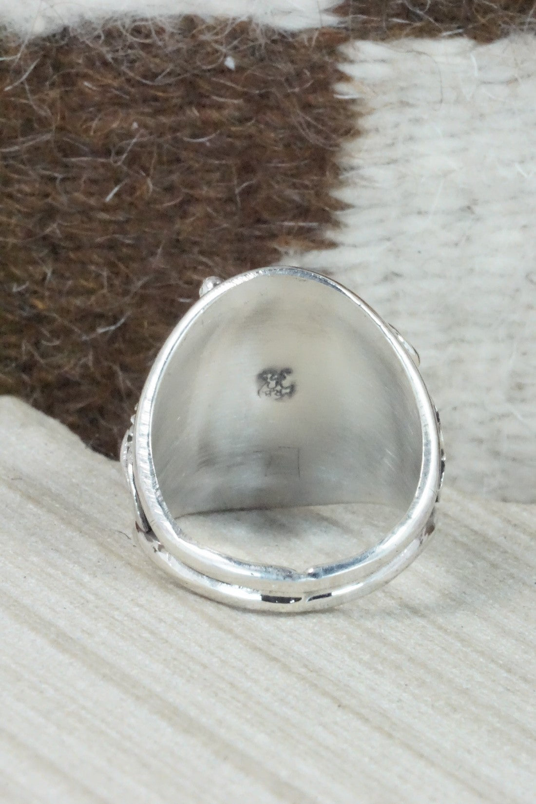 Turquoise & Sterling Silver Ring - Jeannette Saunders - Size 13.5