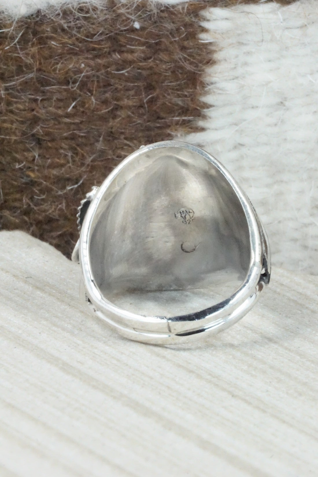 Turquoise & Sterling Silver Ring - Jeannette Saunders - Size 13.5