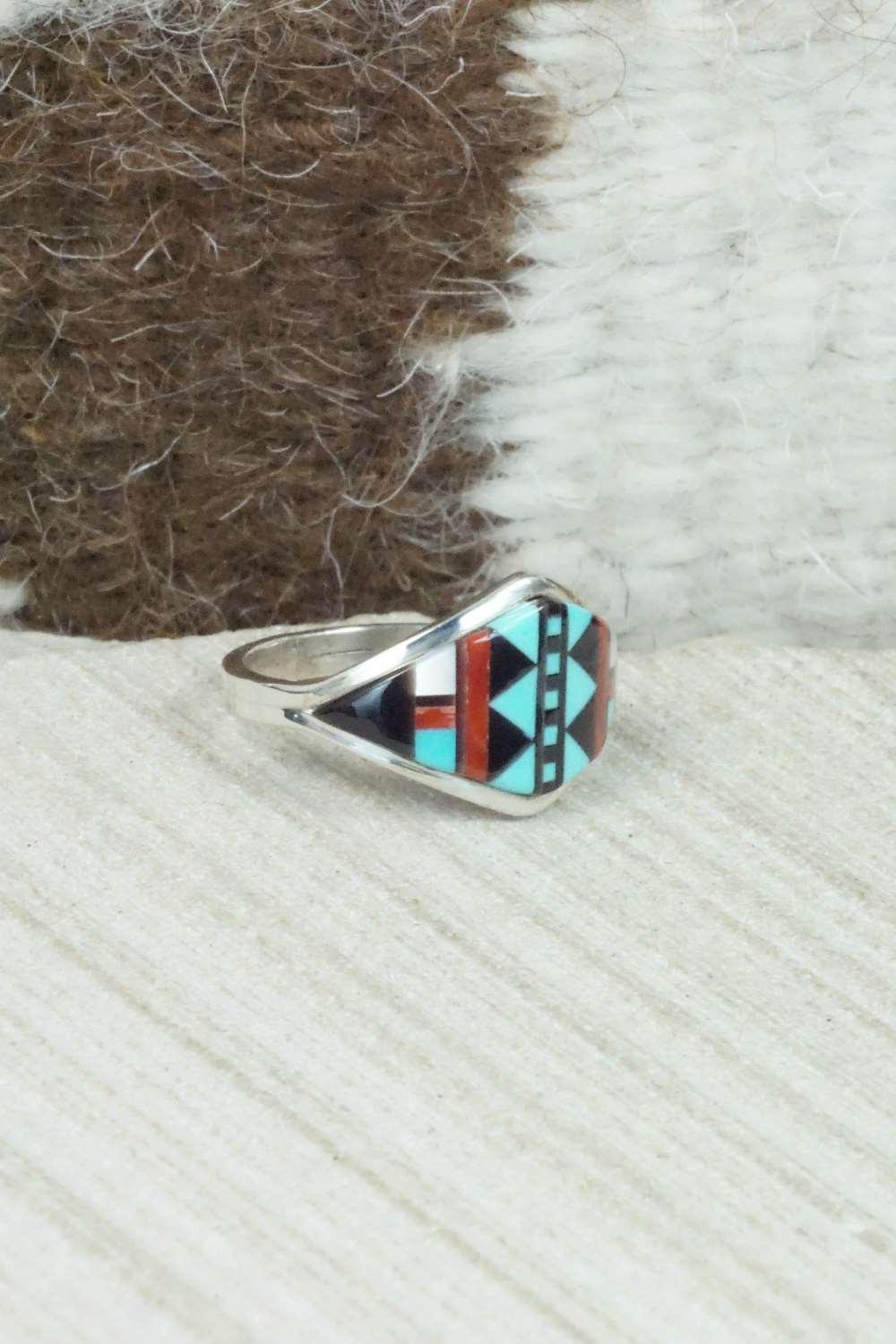 Multi Stone & Sterling Silver Ring - Size 6.25 - KK Zuni