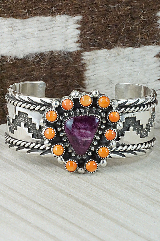 Spiny Oyster & Sterling Silver Bracelet - Sandra Parkett