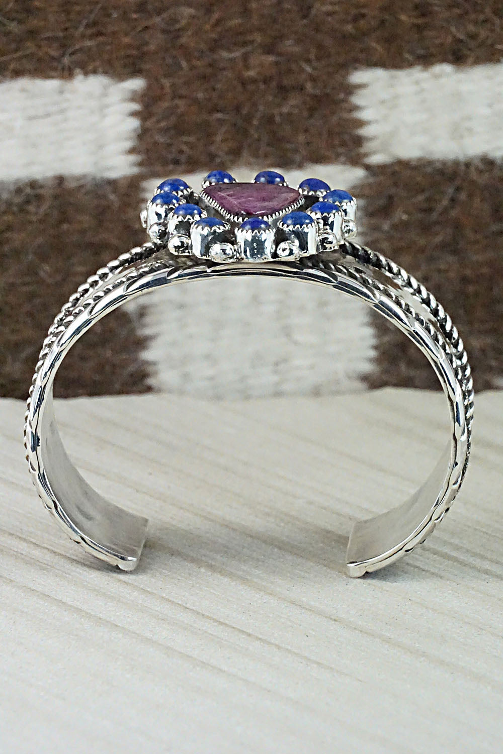 Spiny Oyster, Lapis & Sterling Silver Bracelet - Sandra Parkett