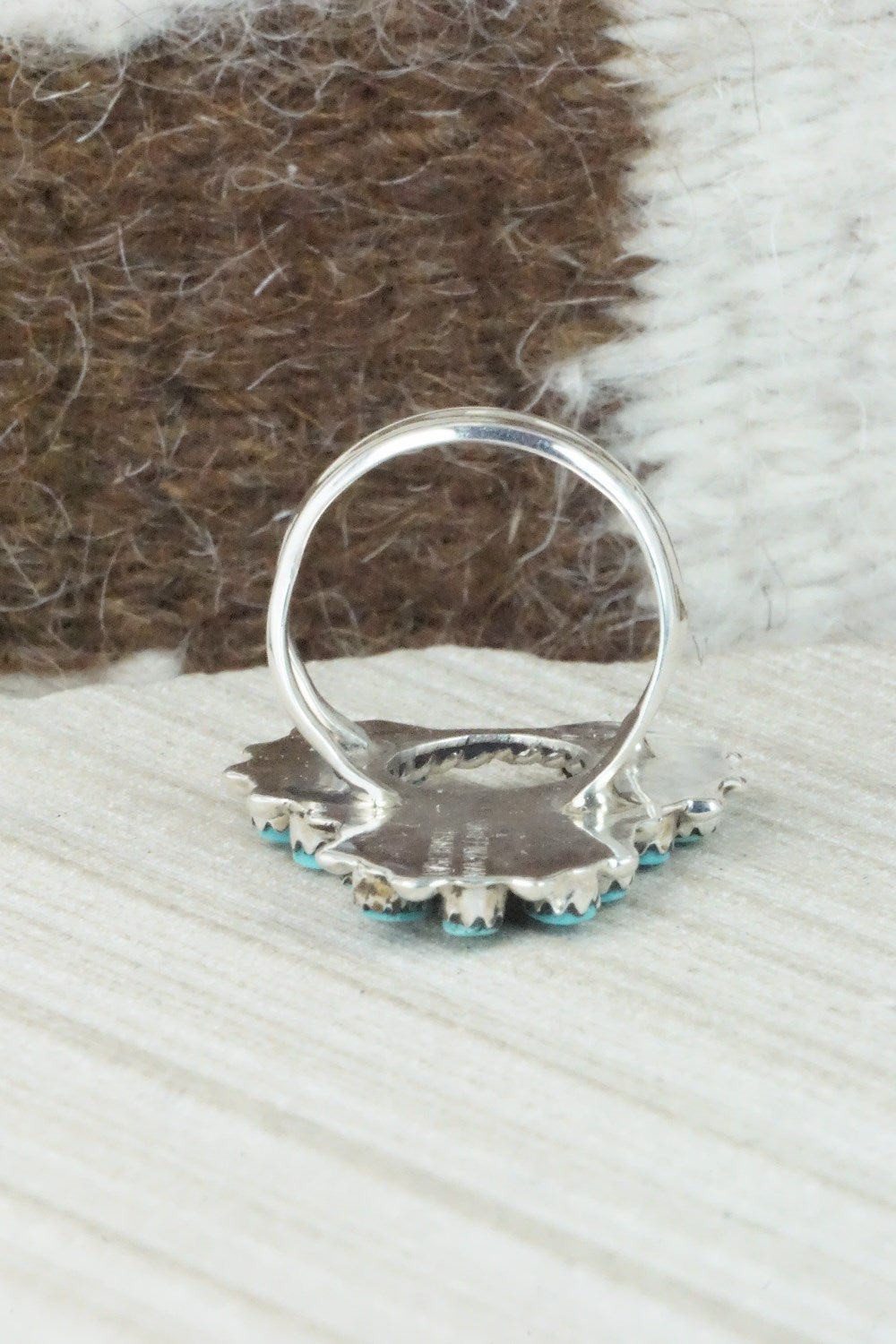 Turquoise & Sterling Silver Ring - Vangie Tsabatsaye - Size 8.25