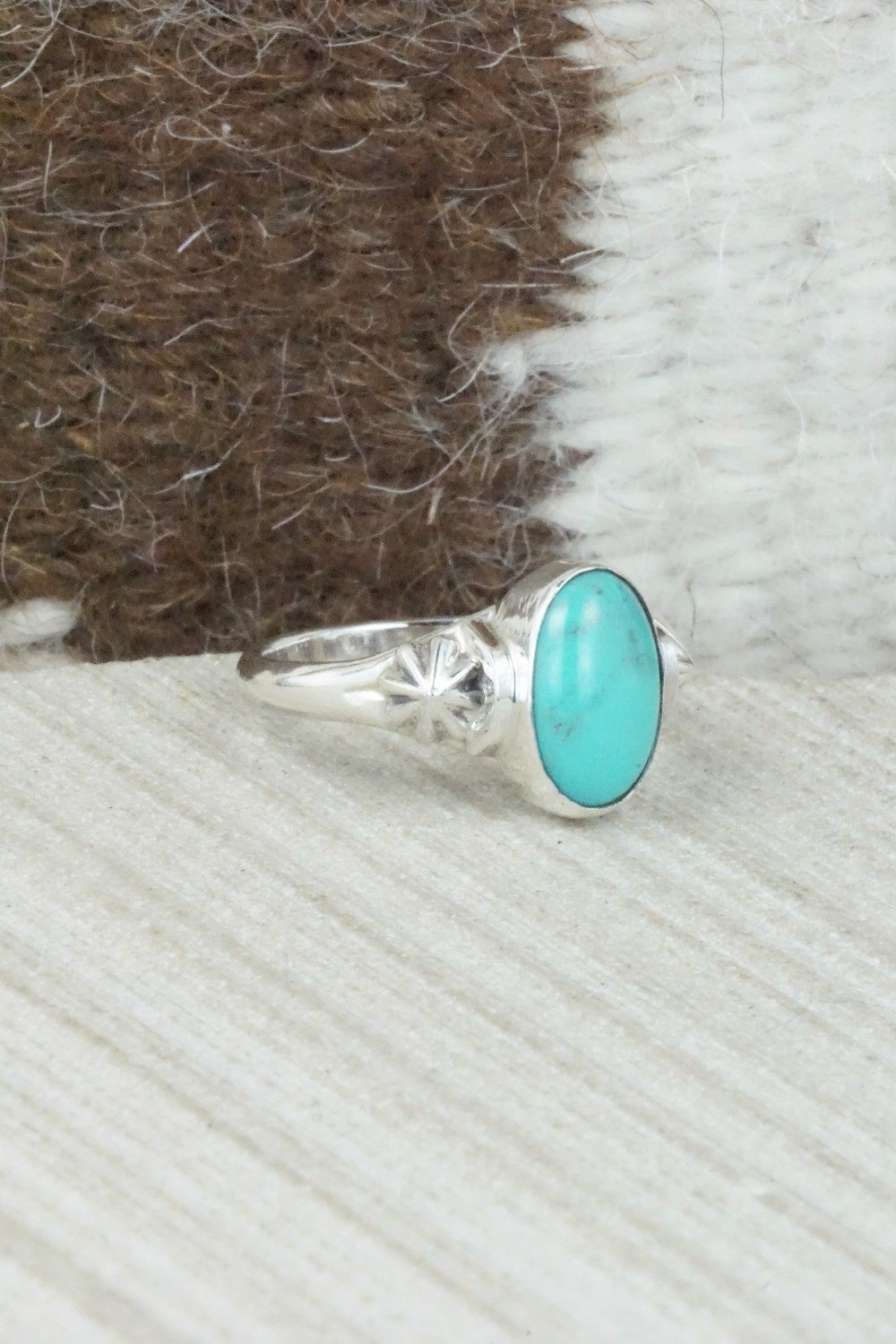 Turquoise & Sterling Silver Ring - Andrew Vandever - Size 7.75