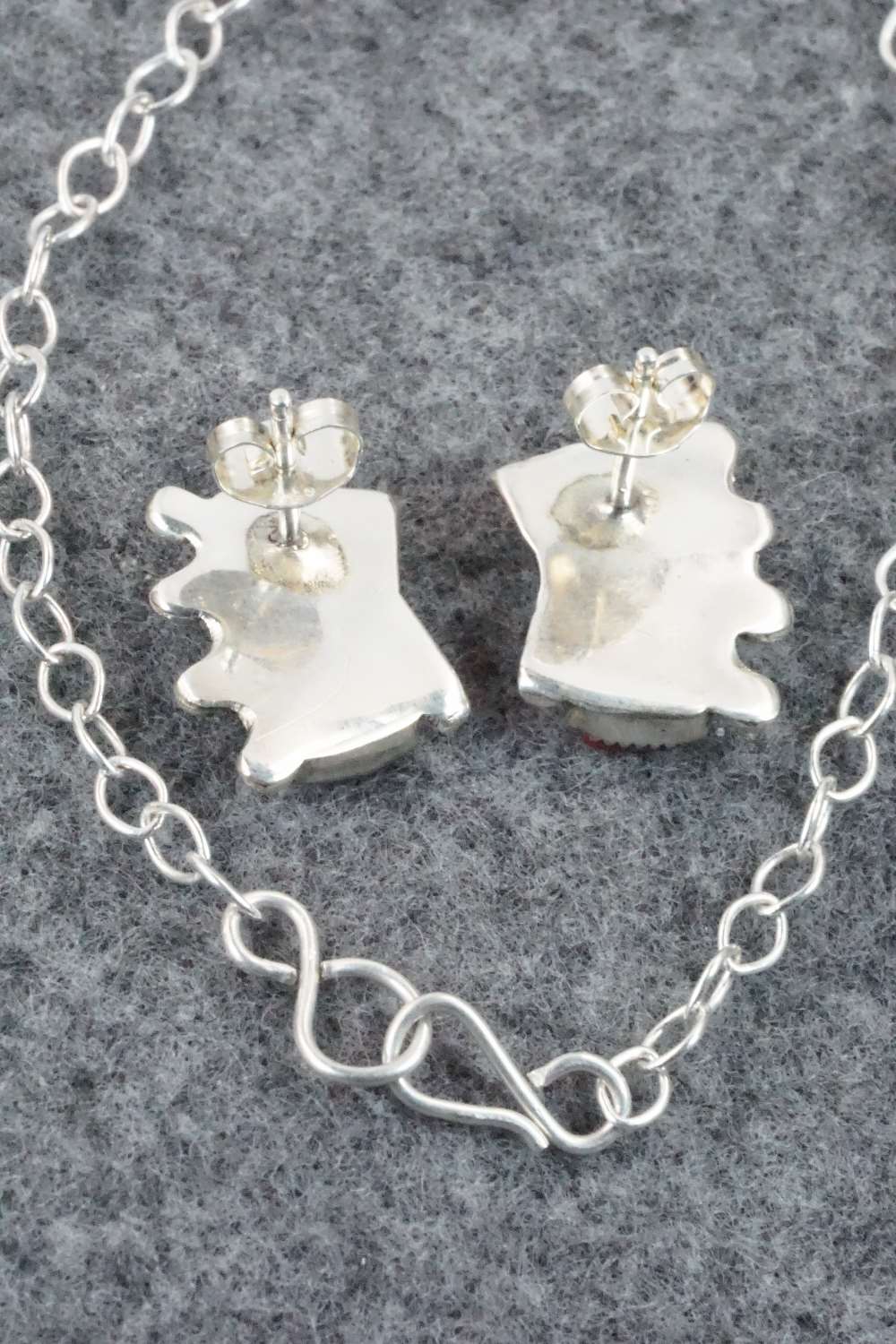Coral & Sterling Silver Necklace Set - M Solomon