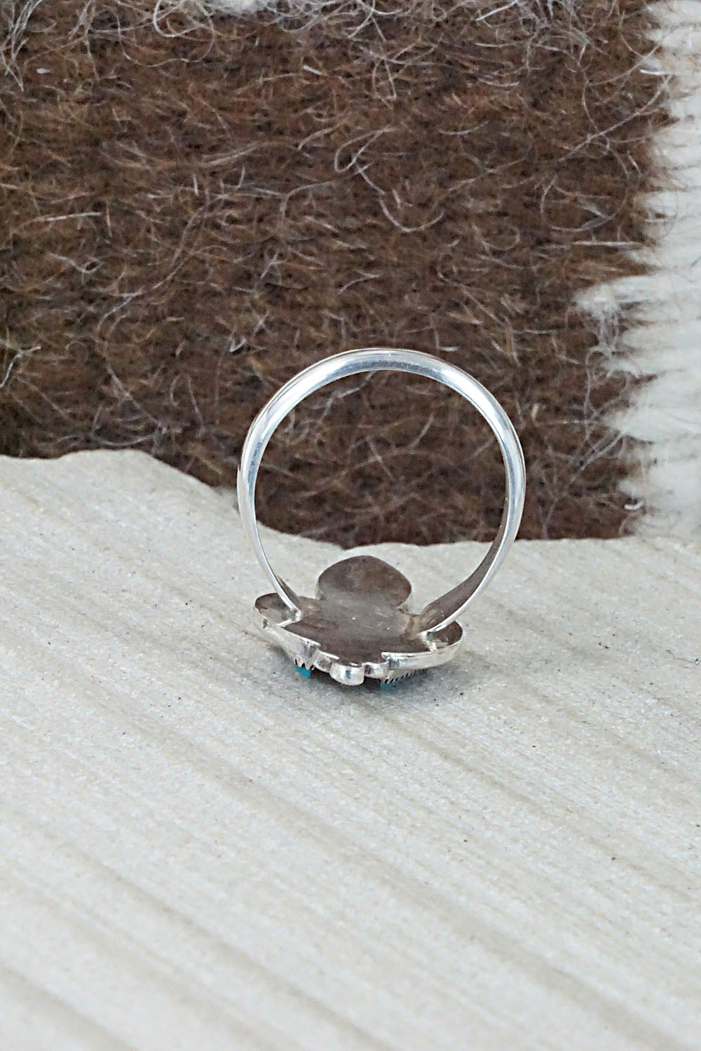 Turquoise & Sterling Silver Ring - Fernando Othole - Size 5.5