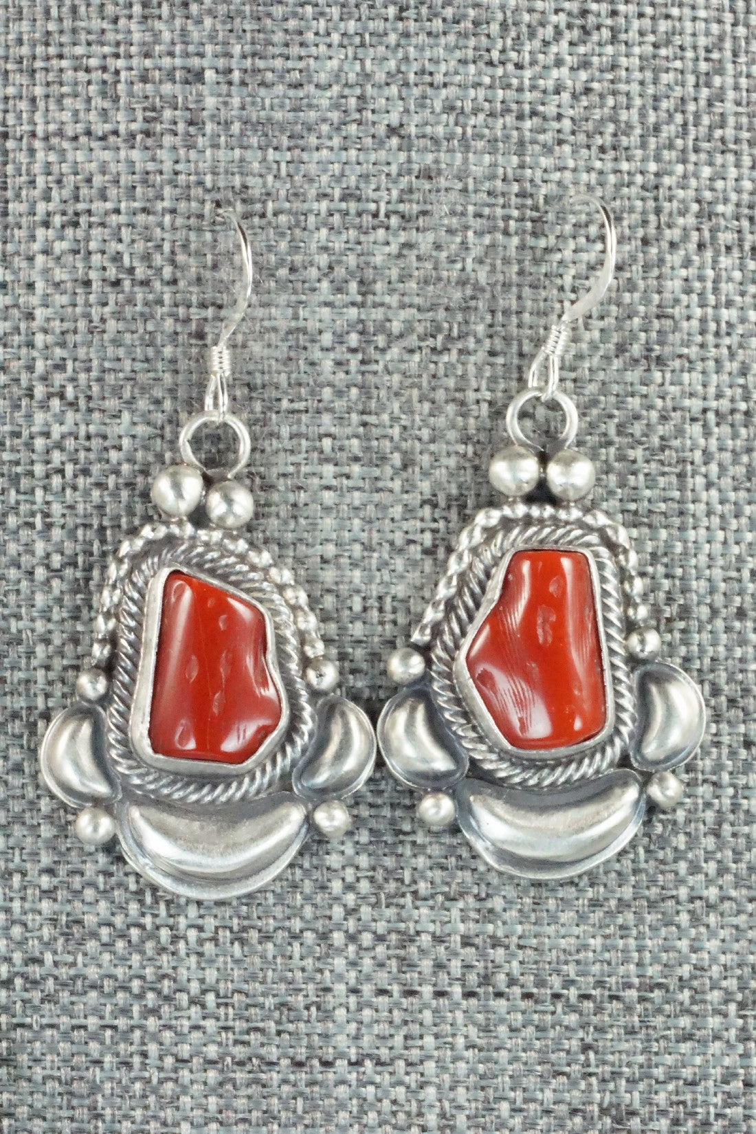Turquoise, Coral & Sterling Silver Necklace and Earrings Set - Tom Lewis